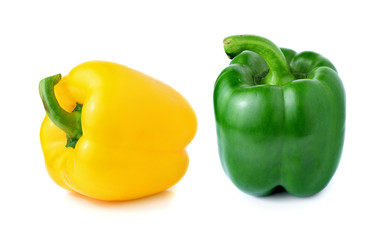 sweet yellow and green pepper isolated on white background