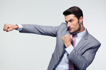 Businessman punching