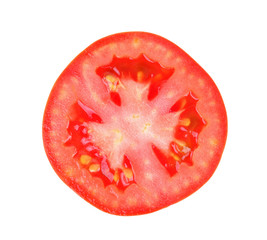 Tomato slice isolated on white background
