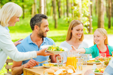 Enjoying dinner with the nearest. 