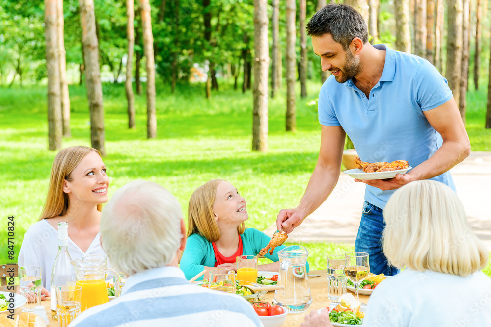 Canvas Prints Family dining together.