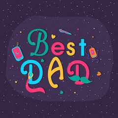 Colorful text for Happy Father's Day celebration.