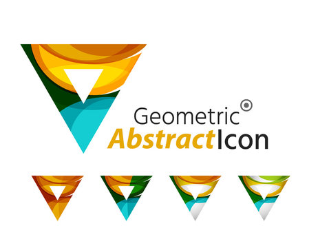 Set of abstract geometric company logo triangles, arrows