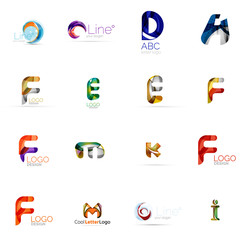 Set of universal company logo ideas, business icon collection