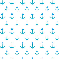 Simple seamless pattern of anchors with watercolor texture