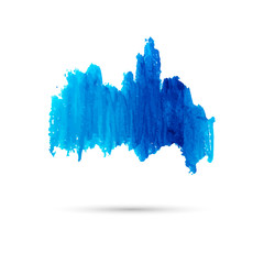 Blue watercolor stain. Template for text or graphics. Vector.