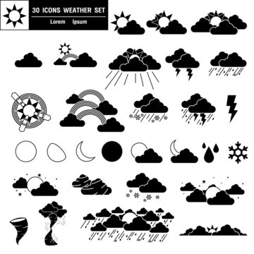 30 Icons weather set. vector illustration
