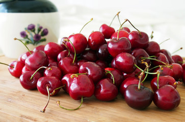 Pile of sweet cherries (Cerasus avium)