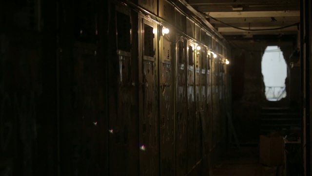 flashing light bulb in the corridor dilapidated