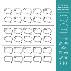 Fototapeta premium Set of Icons speech bubbles with icons of emotions. Smileys
