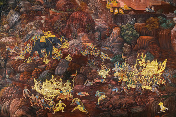 Mural paintings  in WAt Phra Kaew Area in Bangkok © coward_lion