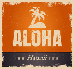 Vector aloha word in vintage colors, retro background - obrazy, fototapety, plakaty