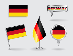Set of German pin, icon and map pointer flags. Vector