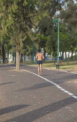 Man jogging on the jogging path