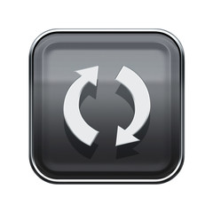 refresh icon glossy grey, isolated on white background