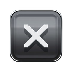 Obraz premium close icon glossy grey, isolated on white background