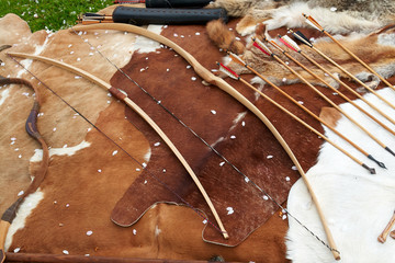 Medieval Middle Age traditional bows and arrows