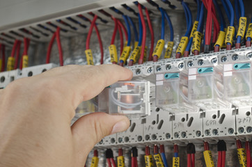 Engineer makes maintenance of power network automation