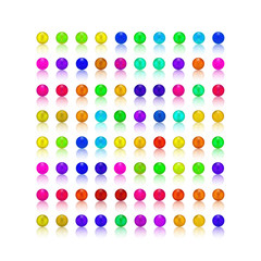 colorful pearls, colorful candy rams square with white reflex shadow for white background only, vector illustration