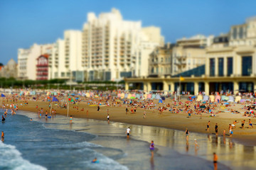 Plage de Biarritz avec effet miniature Tilt-Shift