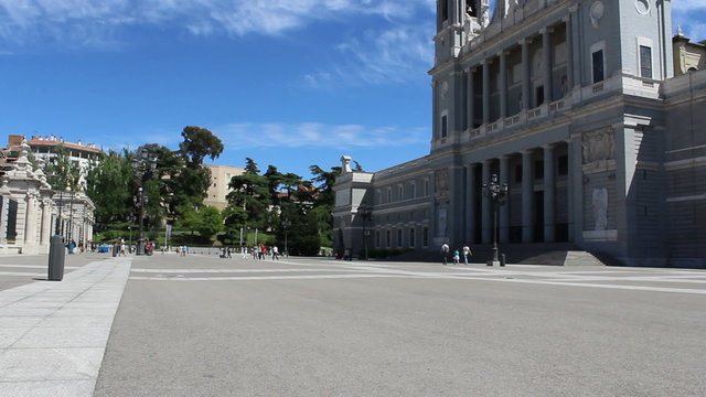 Square of Almudena Church, Madrid Cathedral Time Lapse