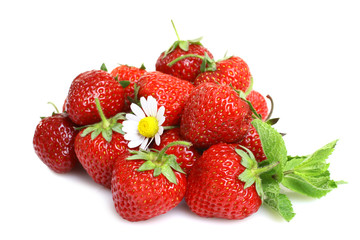Fresh strawberries isolated on white background