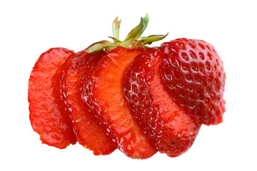 fresh strawberries in a cut isolated