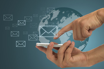 Businessman hold smartphone use to communicate