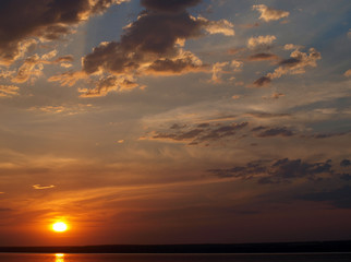 Summer sunset on lake