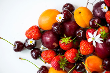 Summer Berries and Fruits cherries, strawberries, plums, apricot