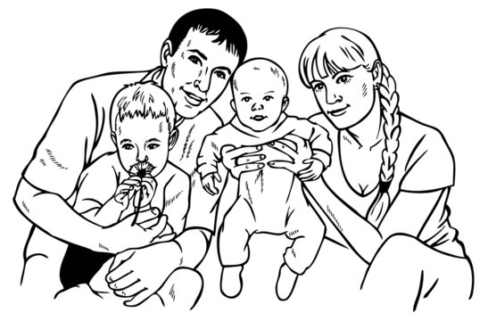 Buy Monochrome Family Sketch Beautiful Personalised Hand Drawn Online in  India  Etsy