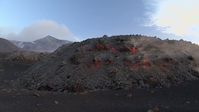Volcano erupting. Etna eruption in May 2015
