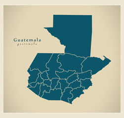Modern Map - Guatemala with departments GT