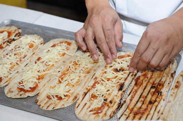 Closeup hand of chef baker