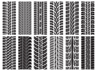 Set of various tyre treads