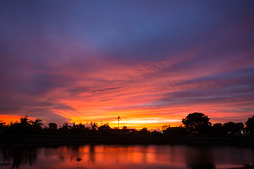 sunset twilight at countryside ,Thailand 