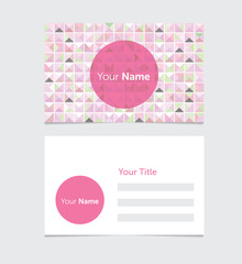 Business card template, pink pattern vector design