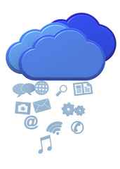 Obraz premium Raining Icons from Cloud Concept - 3D