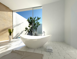 Stylish modern boat-shaped bathtub