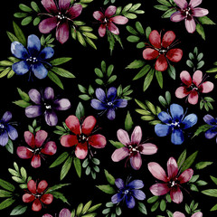 Seamless pattern wiht watercolor flowers