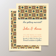 Wedding invitation card with geometric vintage