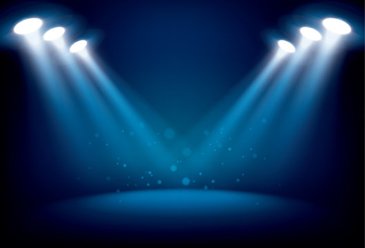 Illuminated stage with scenic lights vector background
