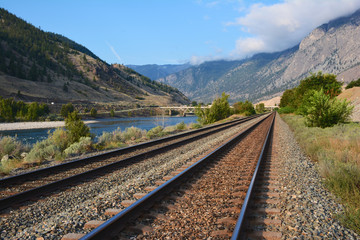 Eisenbahn-Schienen in Spences Bridge, British Columbia, Kanada