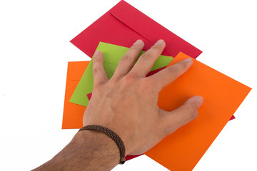 Hand on Envelopes