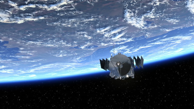 Satellite Deploys Solar Panels. 3D Animation. 