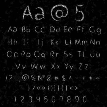 Vector chalk alphabet and numbers