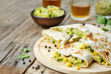 broccoli corn zucchini quesadilla