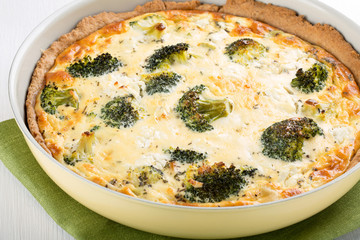 Quiche with broccoli and cheese.