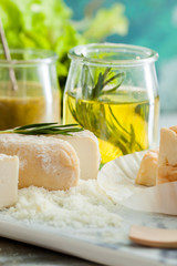 Assorted Cheese Plate with vegetables