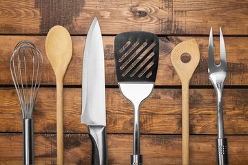 Kitchen Utensil, Wire Whisk, Spatula.